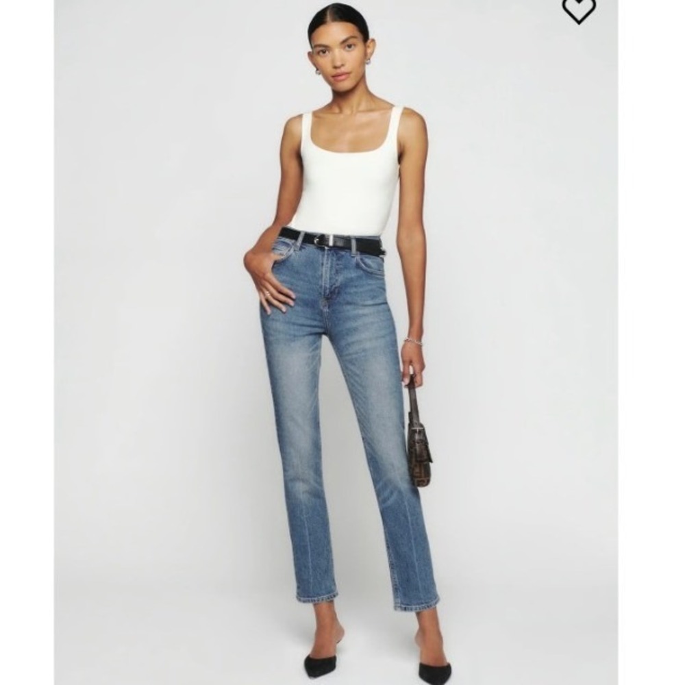 Reformation Liza Ultra High Rise Straight Jeans Womens 26 Blue Malta Sustainable - Picture 1 of 11